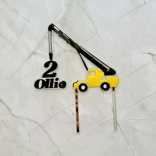 Construction Crane Birthday Cake Topper