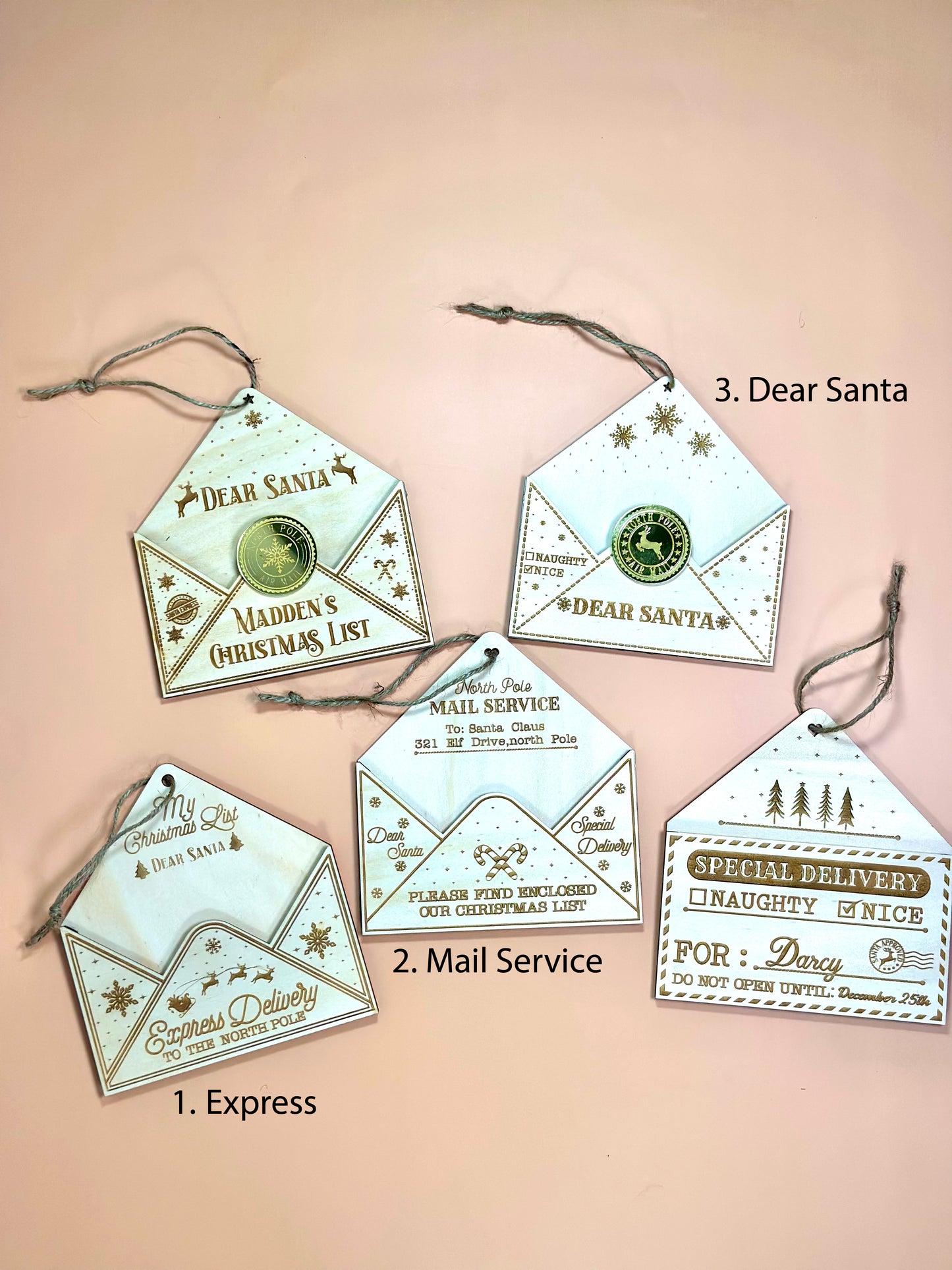 Christmas Ornament Envelopes for Letters to Santa, Christmas Ornament