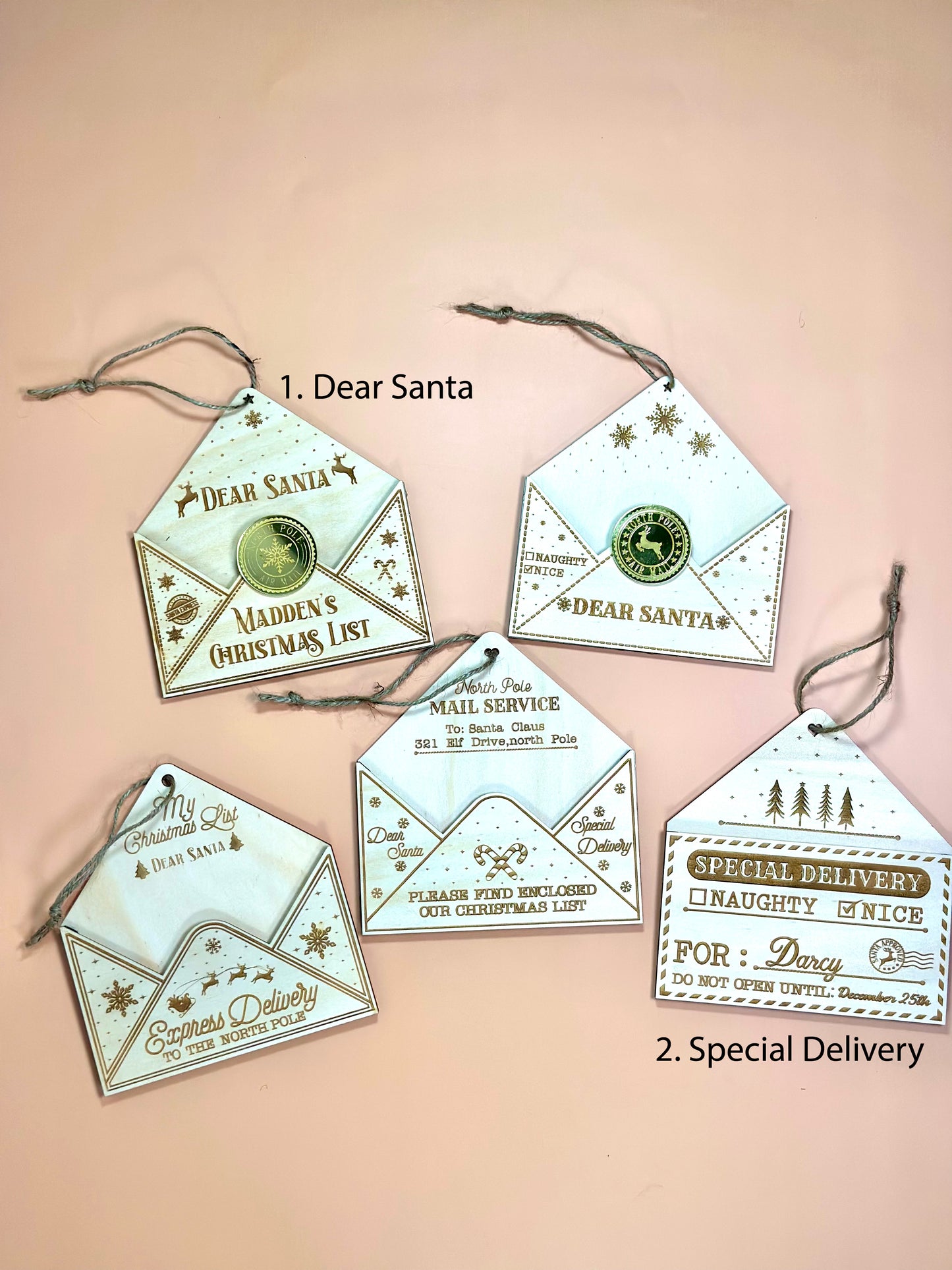 Personalised, Christmas Ornament Envelopes for Letters to Santa, Christmas Ornament