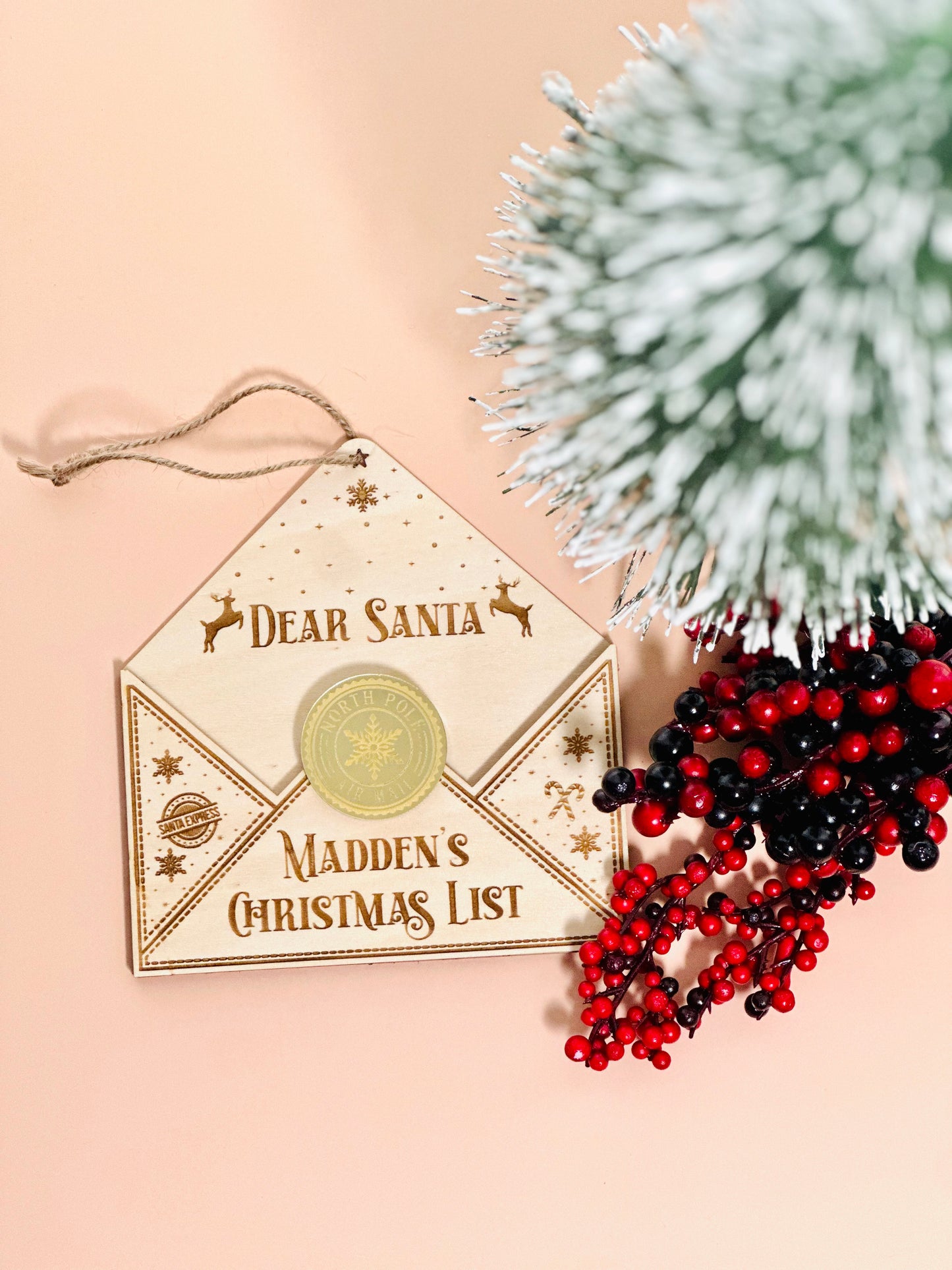 Personalised, Christmas Ornament Envelopes for Letters to Santa, Christmas Ornament