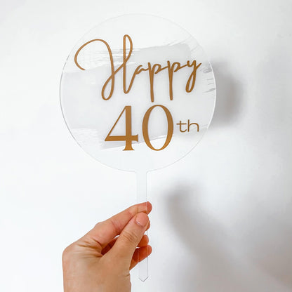 Round Acrylic Birthday Cake Topper 