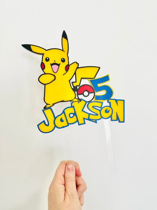 Pikachu Pokemon Deluxe Personalised Acrylic Cake Topper