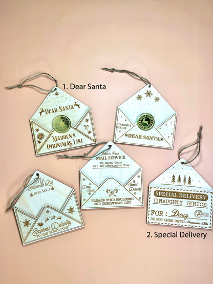 Personalised, Christmas Ornament Envelopes for Letters to Santa,  Christmas Ornament