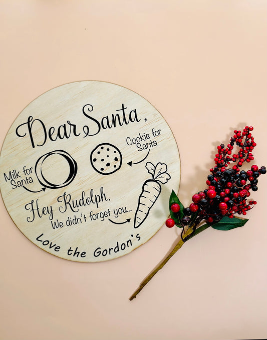 Engraved Santa's Milk and Cookie Round Board