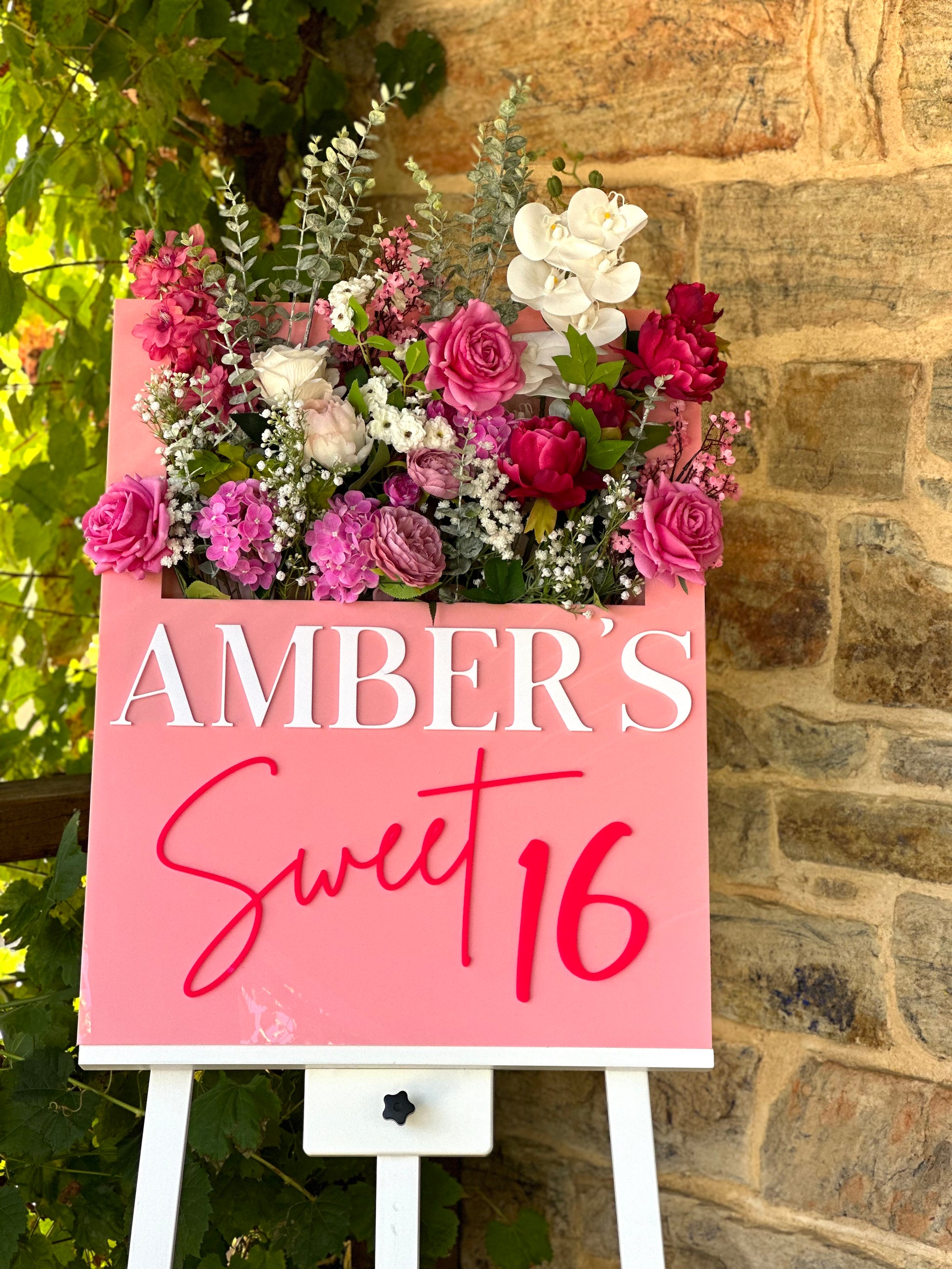 Sweet 16 Birthday Signage & Decor With Flowers