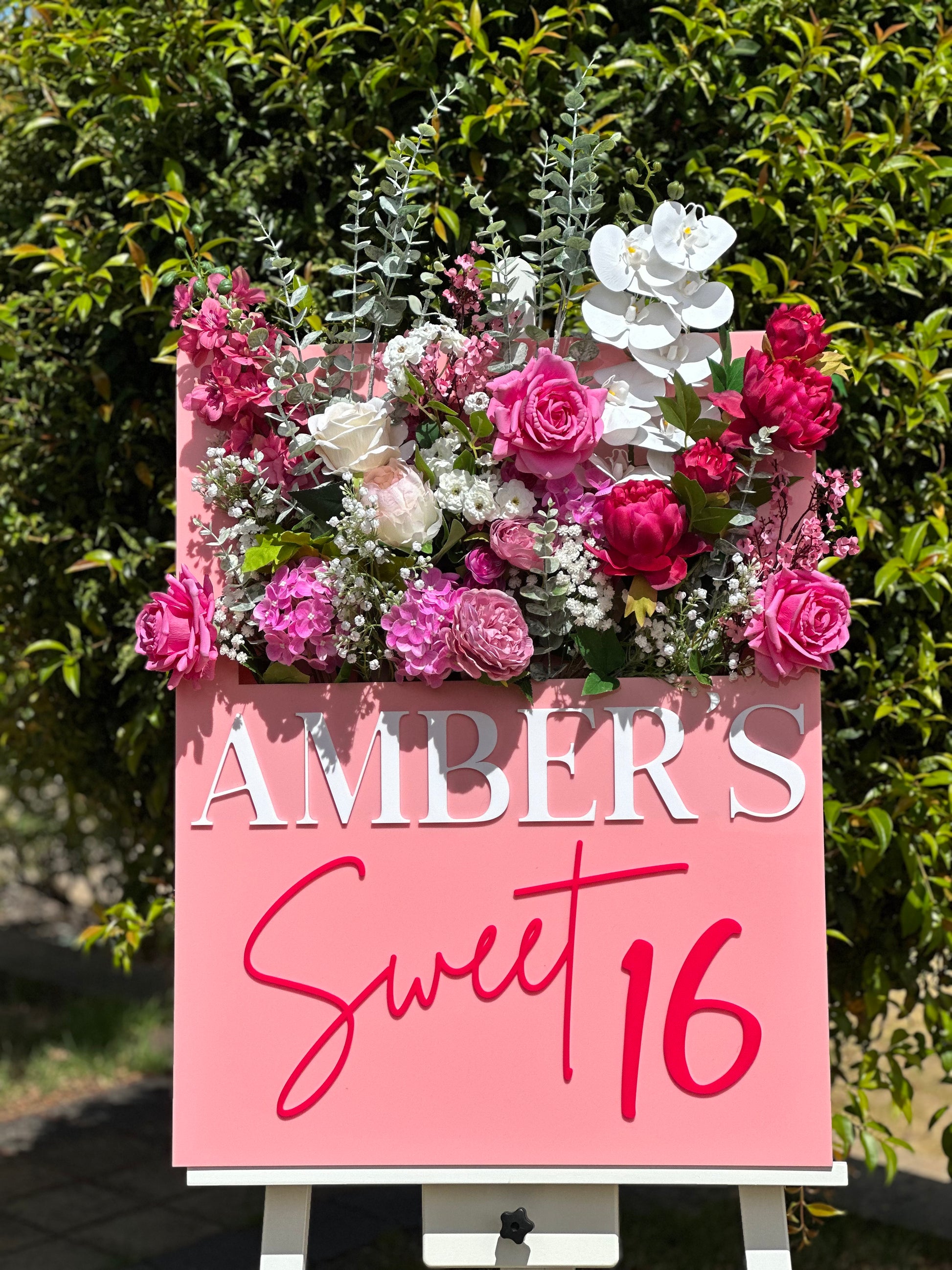 Sweet 16 Birthday Signage & Decor With Flowers