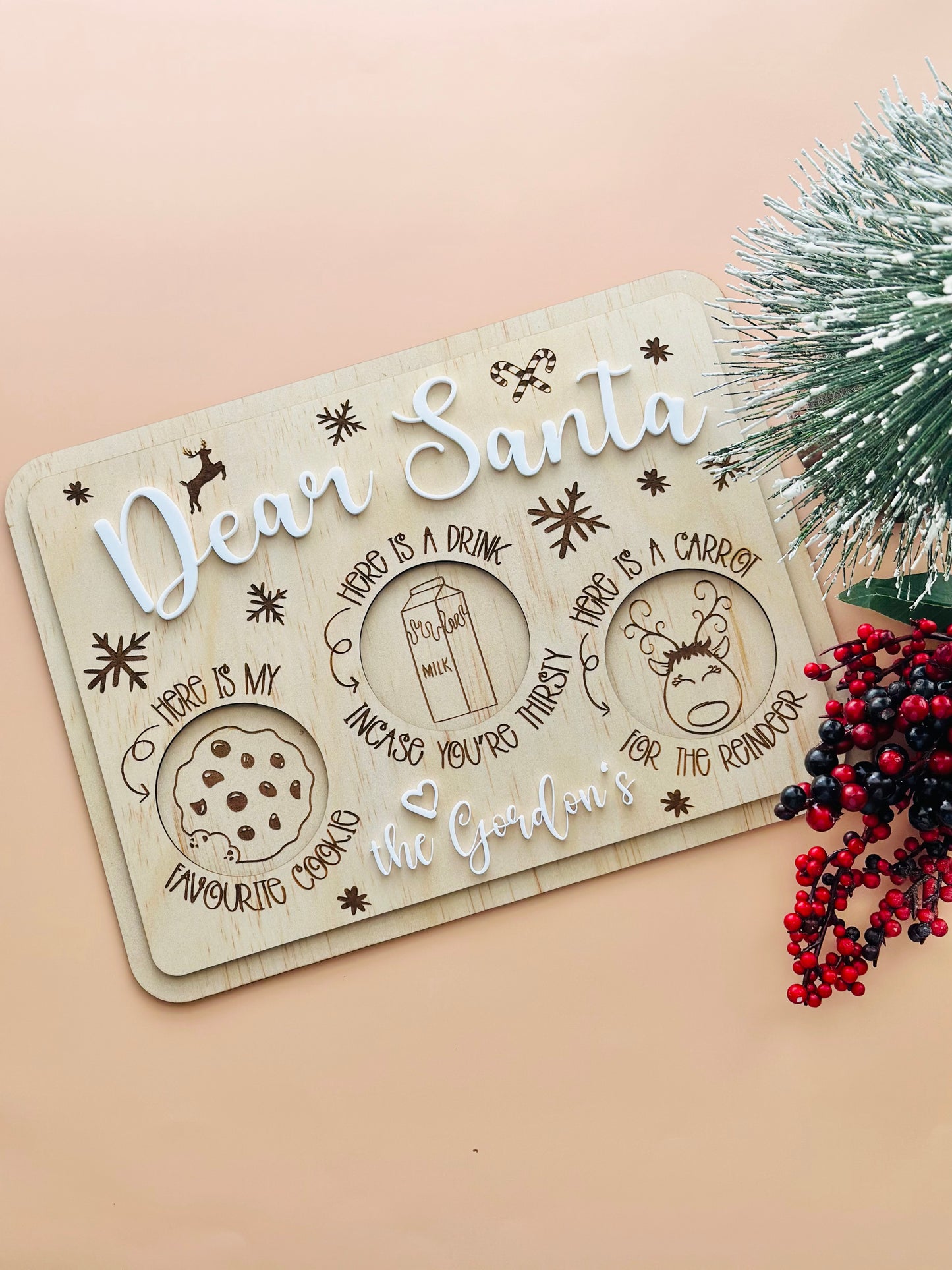 Personalised Santa Milk and Cookies Treat Board for Christmas