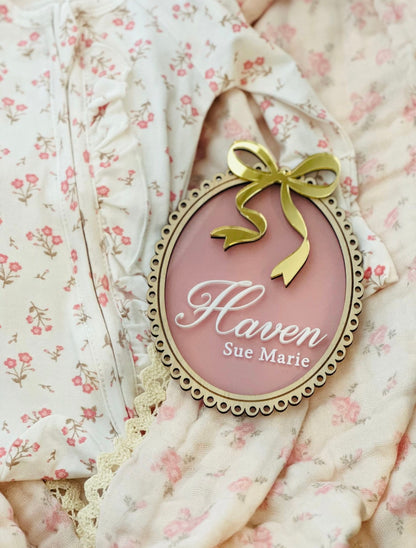 Vintage Bow Personalised Baby Announcement Milestone