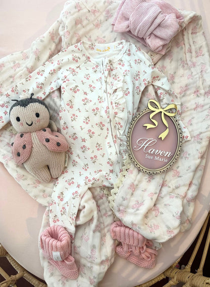 Vintage Bow Personalised Baby Announcement Milestone