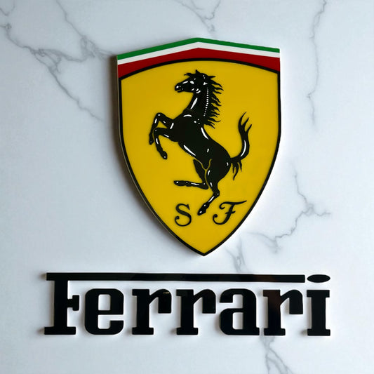 Acrylic Ferrari Logo Wall Art for Bedroom Pool Room Man Cave or Bar Room
